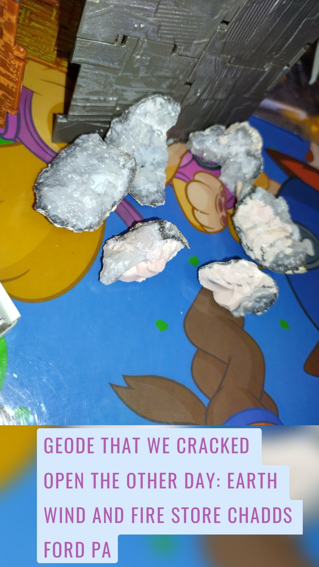 Geode that we Cracked open the other day: Earth Wind and Fire Store Chadds Ford Pa